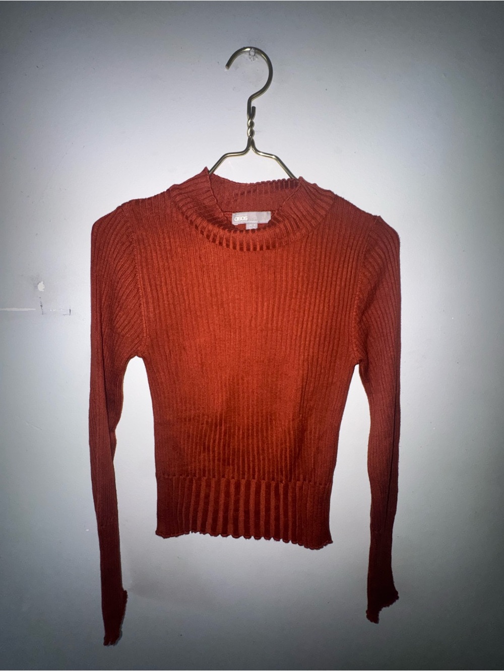 ASOS Rust Ribbed Long-Sleeve Knit Sweater